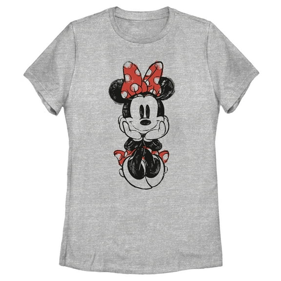 Women's Mickey & Friends Sitting Minnie Sketch Graphic Tee Athletic Heather Large