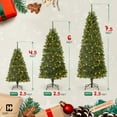 thumbnail image 3 of CAPHAUS 6 Feet Fake Christmas Tree w/ 820 Tip Count, 250 LED Lights, Pre-Hinged, Green Pointed Shaped Leaves, with Green Metal Stand, Fraser Fir, for Indoor, Office, Party, Holiday Decoration, 3 of 9