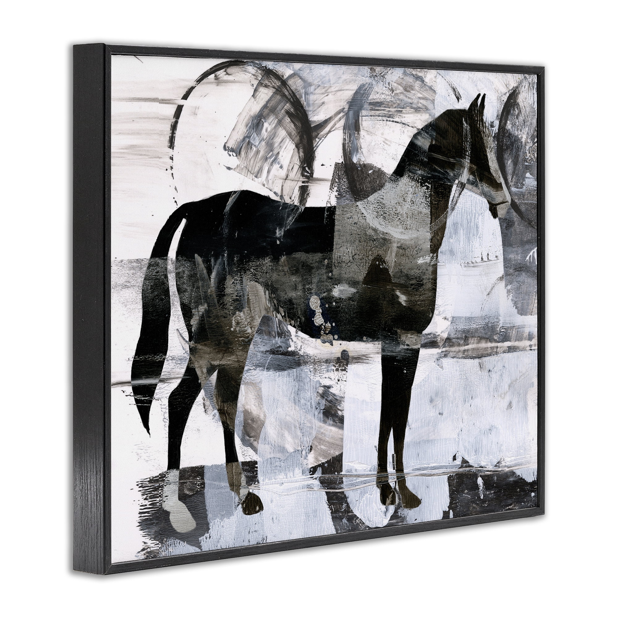 Stupell Industries Circle Pattern & Horse Animals & Insects Painting Black Framed Art Print Wall Art, 14 x 11