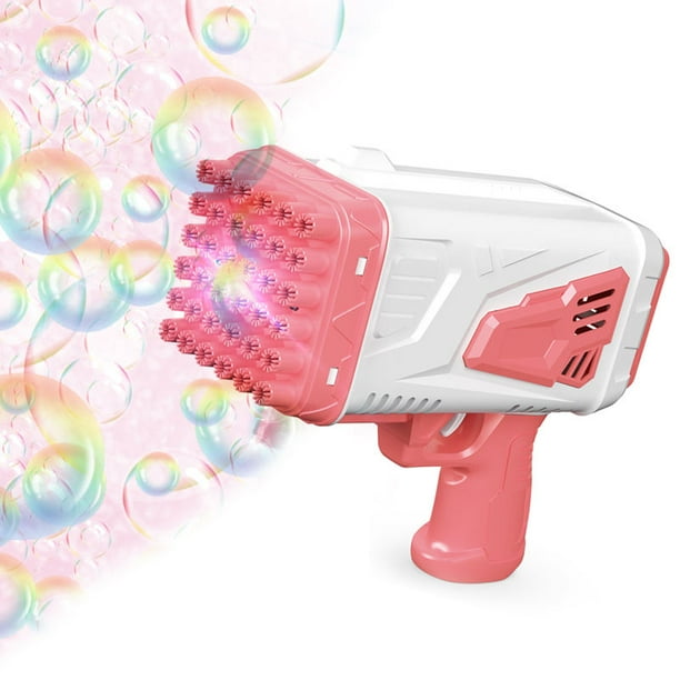 Máquina de pistola de burbujas Bazooka con luz para verano-Rocket Boom Bubble Blower-Big Rocket Launcher Bubble Maker-Toddler Juguetes al aire libre para niños de 4 a 8 años