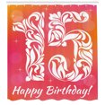 thumbnail image 3 of Ambesonne Girls Shower Curtain, Teen Birthday Design, 69"Wx84"L, Pink Orange White, 3 of 3