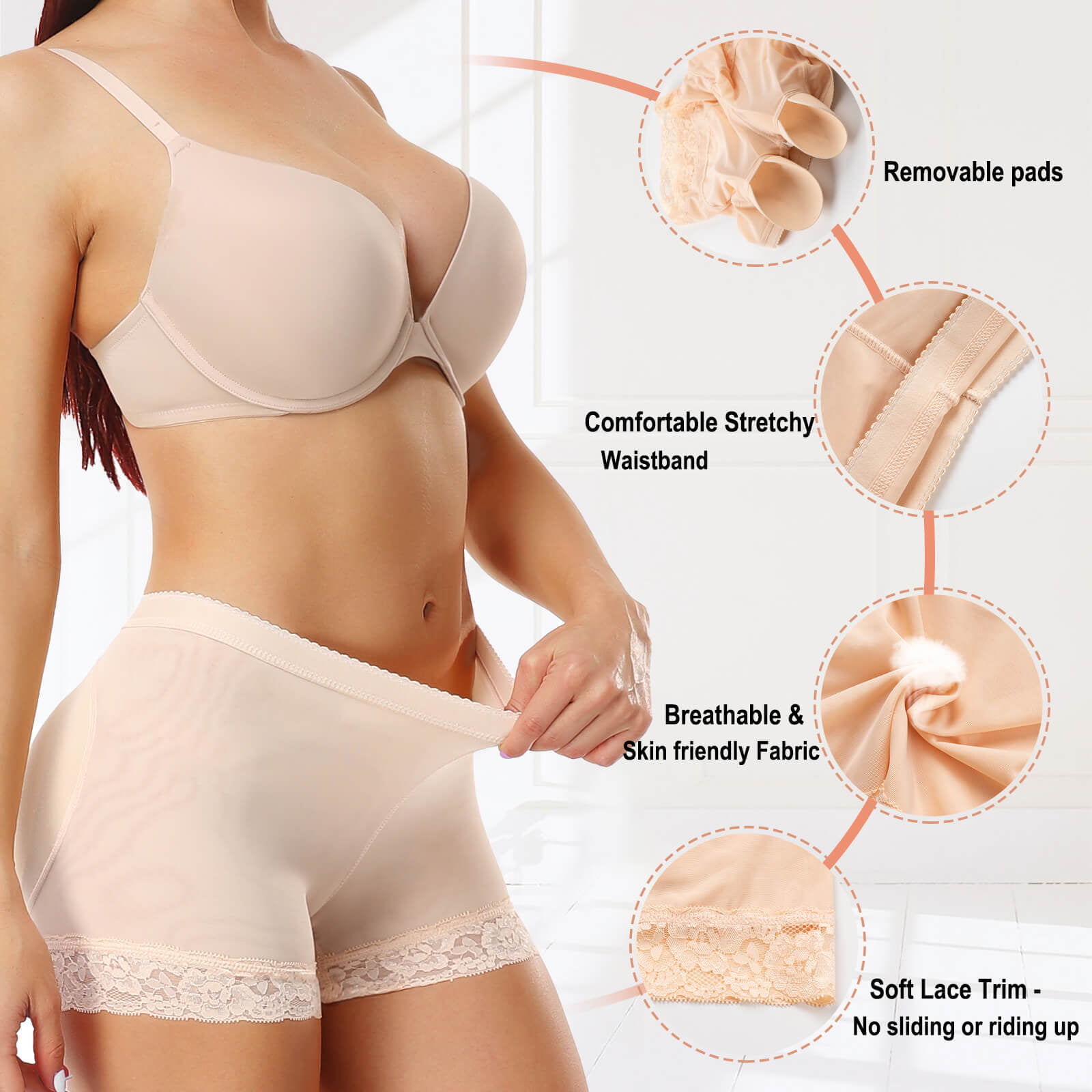 ZLBDYG Thong Sexy Underwear for Women Women's Hip Lifter Padded Shapewear  Enhance Lace Bikini Underwear for (Beige, M) : : Clothing, Shoes &  Accessories