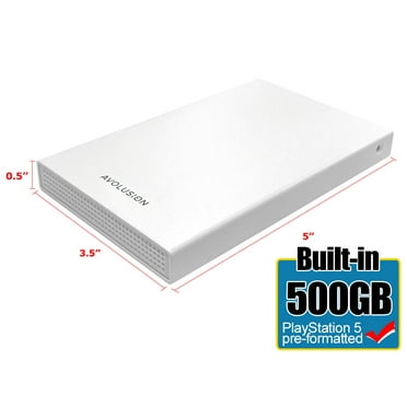 Avolusion HD250U3-WH 500GB USB 3.0 Portable External Gaming PS5 Hard Drive - White (PS5 Pre-Formatted) - 2 Year Warranty