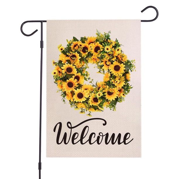 Jardín, Impermeable, De Doble Cara, Bandera De Bienvenida De Flores Para Decoración De Jardín Y Césped Guardurnaity HA043509-01