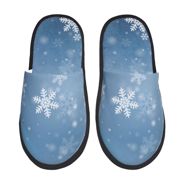 Fotbe Snowflakes1 Pantuflas Peludas para Mujer con Estampado, Zapatillas de Peluche, Zapatos de Invierno para Casa, Uso Interior y Exterior-Medium