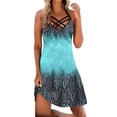 thumbnail image 2 of ICHUANYI Clearance Women's Summer Fashion Printed Sleeveless Suspenders Pullover Dress(Light Blue, L) ICHUANYI WER2023080801871, 2 of 5