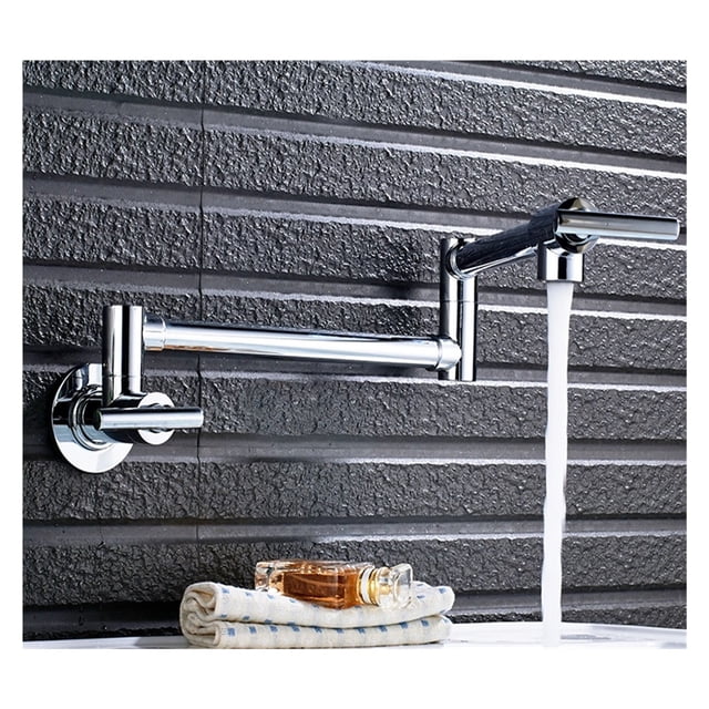 Brushed Golden Kitchen Faucet Single Cold Water Single Lever Foldable Rotatable Spout Wall Mount Sink Tap 9 Types ,Easy to Install
