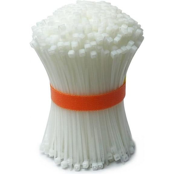 1000 Pack White Plastic Cable Ties 100mm×2.5mm Small Nylon Zip Ties Premium Self Locking 4 inch Mini Tie Wraps