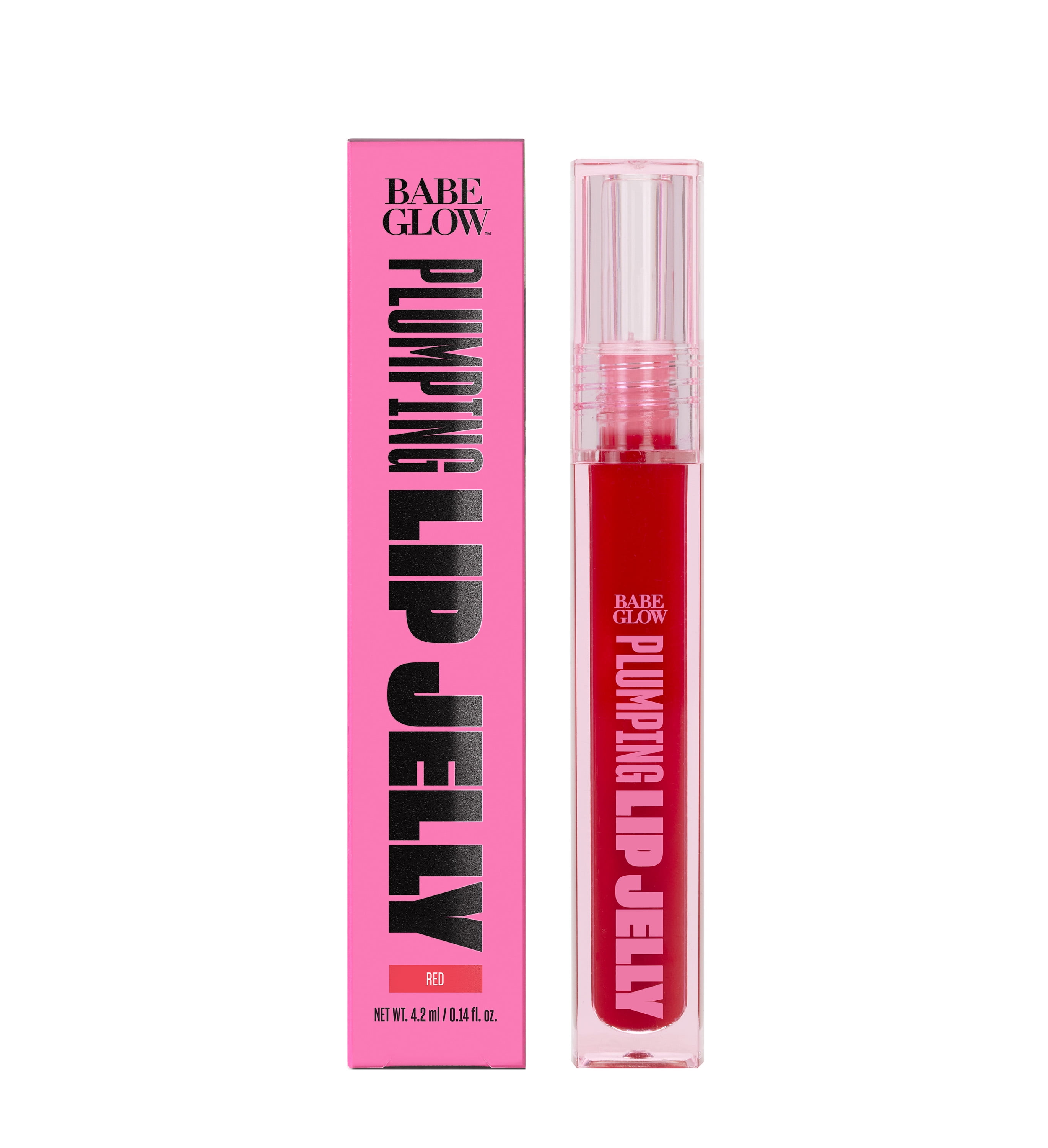 Babe Original Babe Glow Plumping Lip Jelly Lip Gloss with Hyaluronic Acid and Vitamin E, Red Glass