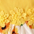 thumbnail image 6 of HCNTES Toddler Baby Girls Daily Loungewear Wear Breathable Short Sleeve Romper Matching Elastic Bottoms Children Kids Girls Summer 2PCS Outfits Set(Yellow,6-9 Years), 6 of 9