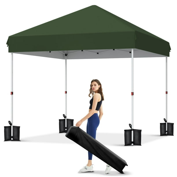 Garvee Toldo Emergente de 3 x 3m, Configuración con un Botón, Resistente, Bolsa con Ruedas Portátil, Verde