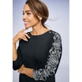 thumbnail image 2 of Jessica London Women's Plus Size Boatneck Tunic Top 3/4 Sleeve Shirt  Loose Fit, 2 of 3