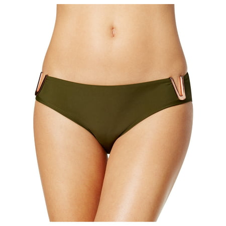 Rachel Roy Hardware Trim Scoop Bikini Bottom Large L Olive Green Womens