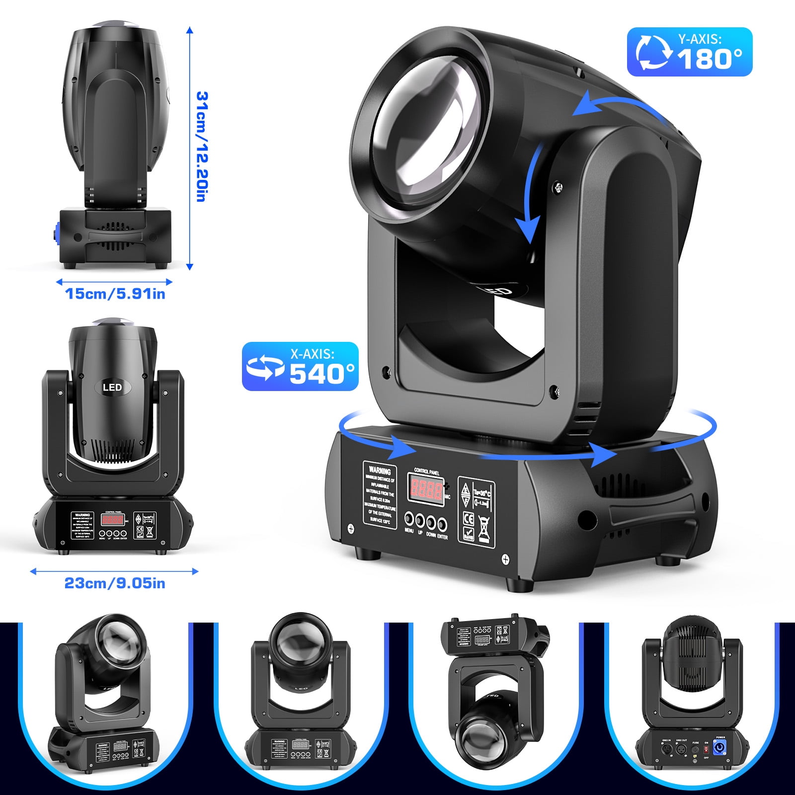 2Pcs 150W LED Beam Moving Head Light w/ Case 18Prism Gobo DMX Stage Lights for Concert Party Wedding