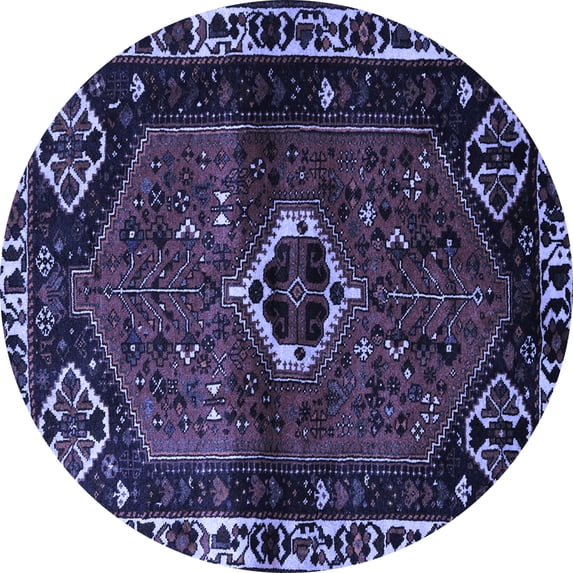 Ahgly Company Machine Washable Indoor Round Persian Blue Traditional Area Rugs, 3' Round
