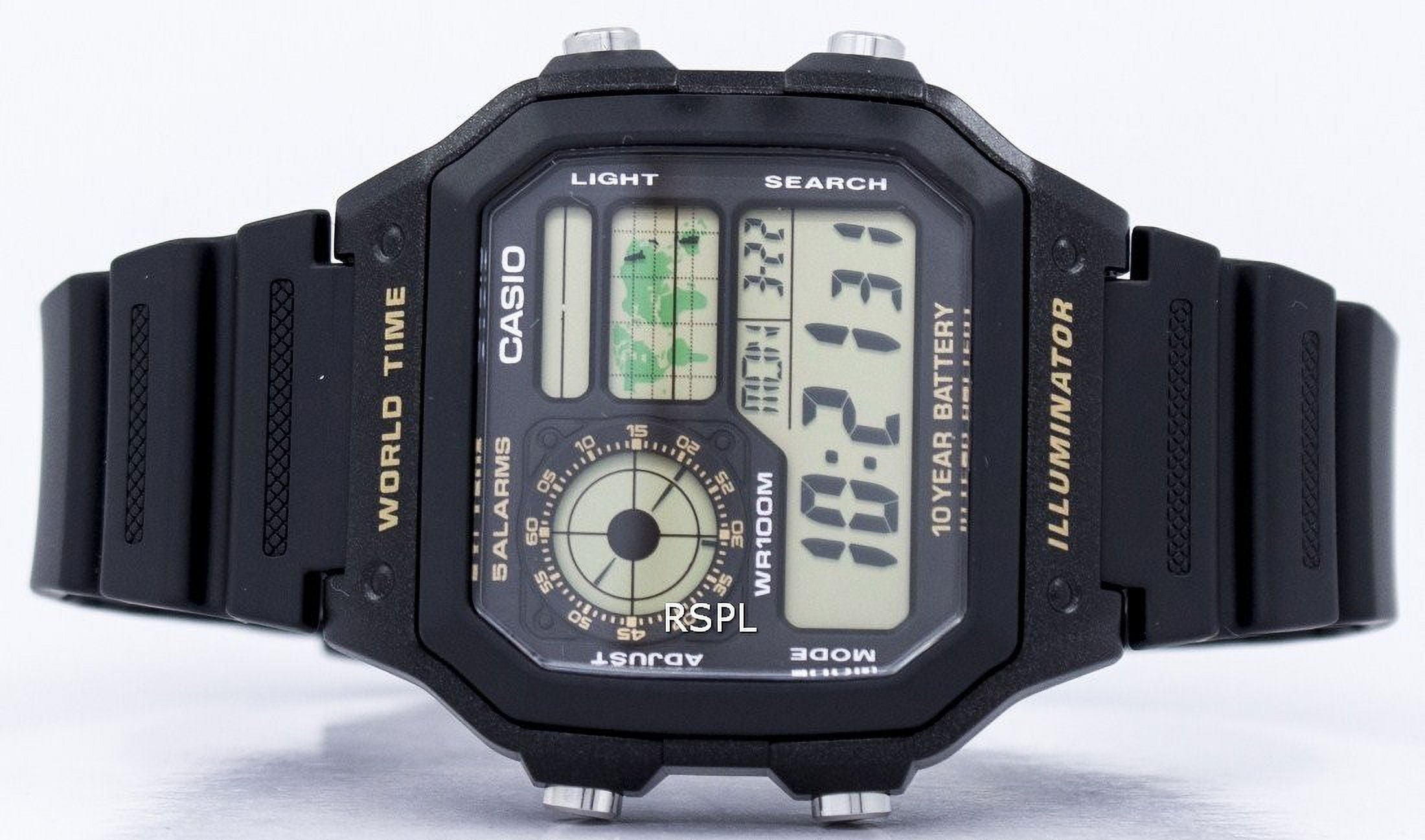 Casio Men's AE1200WH-1BV Black Resin Quartz Sport Digital Watch