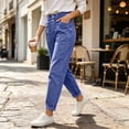 thumbnail image 5 of RoamHome Women Mid Rise Straight Leg Denim Jeans Slanted Pocket All Season Pants For Women, 5 of 7