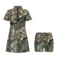 thumbnail image 3 of Chririnla Camo Hunting Golf Tennis Dress for Women Sun Protection Sport Workout Dresses Zip Short Sleeve Collared Golf Outfits with Shorts and Pockets 2Piece, 3 of 7