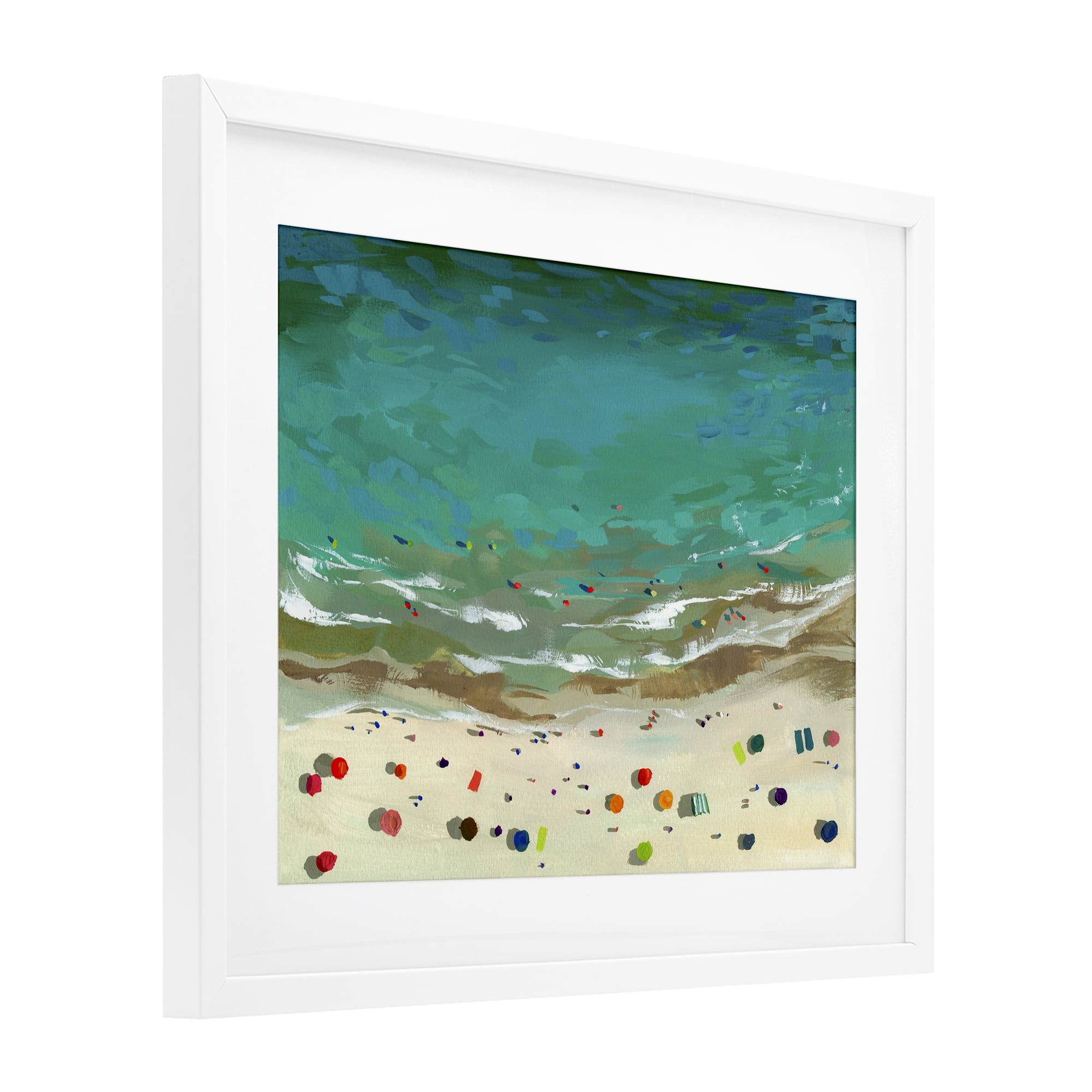 Stupell Industries Aerial Turquoise Shoreline White Framed Print Under Glass, design by Brook Page