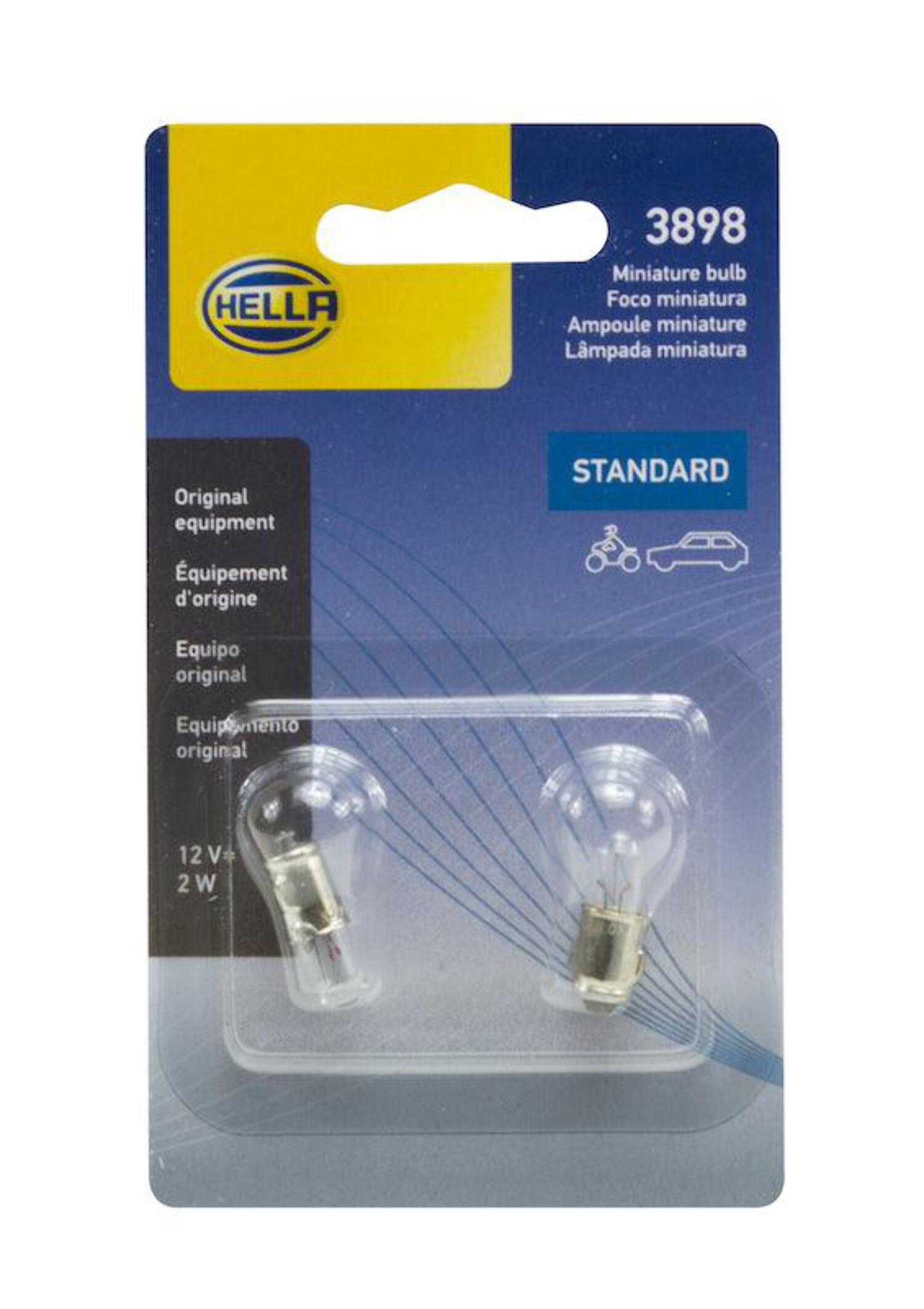 HELLA 3898TB Bulb 3898 12V 2W Ba7S T2 (2) Multi