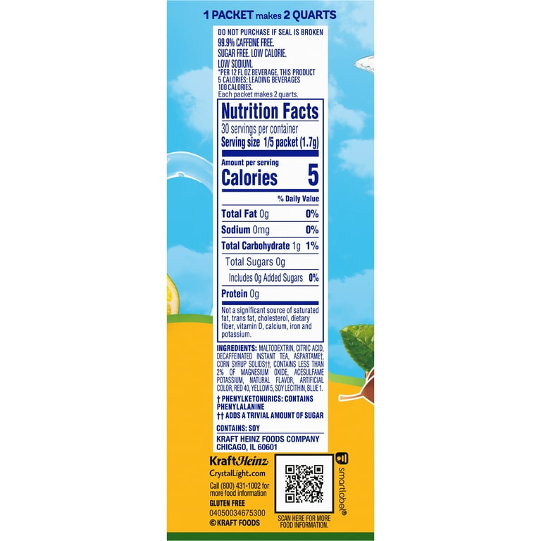 Crystal Light Lemon Iced Tea Packets Nutrition Facts Buy Store www