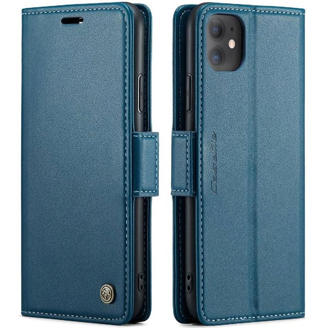 Funda tipo cartera iPhone 11 con cierre magnético, RFID, tarjetero, soporte, carga inalámbrica