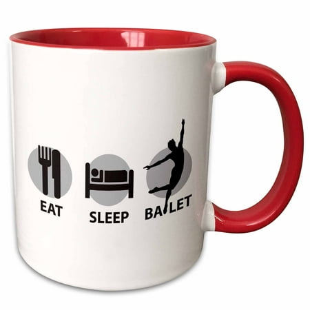 3dRose Eat Sleep and Ballet in grey and black with male dancer - Two Tone Red Mug,