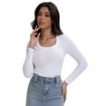 thumbnail image 3 of Women Long Sleeve Scoop Neck Tops Stretch Fitted Casual Tops Tee Slim Fit Fall Going Out Sexy Basic Shirts, 3 of 6