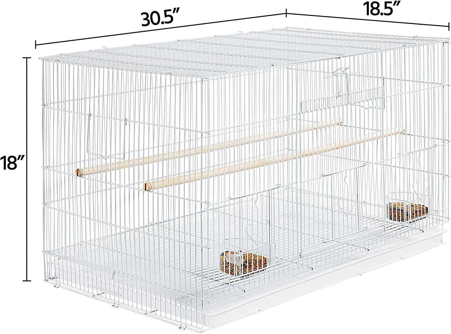 LibraMAl 30‘’ Flight Bird Cage Stackable Design for Small and Medium Birds with Slide Out Tray and Bottom Grate Budgies Cockatiels Lovebirds Canaries Parakeet Cage, White