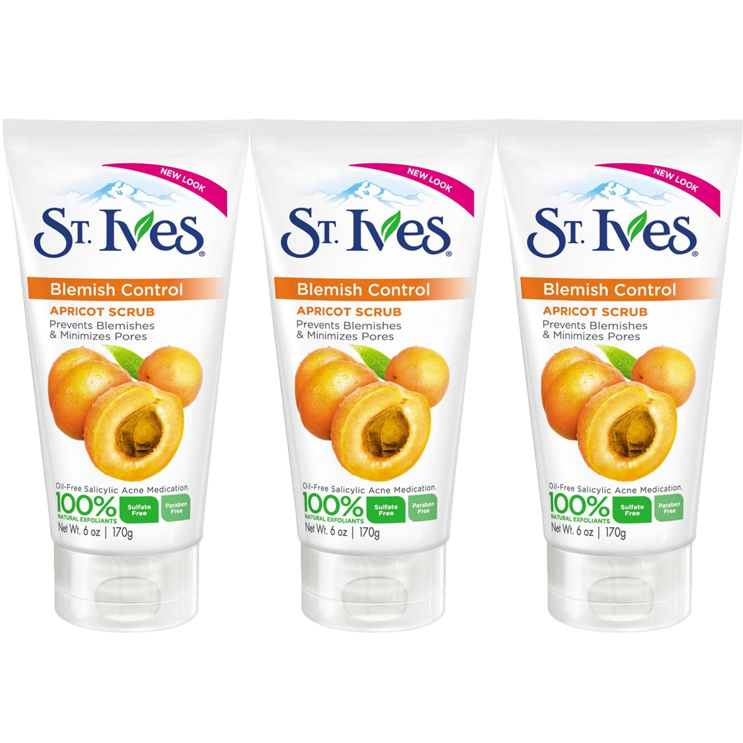 Pack of (3) St. Ives Apricot Scrub Blemish And Blackhead Control  Oily / Acne Prone Skin 6 oz