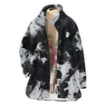 thumbnail image 3 of ZUKMRJPC Womens Mid Long Fleece Overcoat Oversized Fashion Print Lapel Button Down Winter Coats Casual Warm Long Jacket with Pockets, 3 of 7