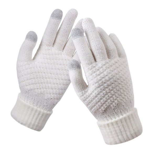 beishanbush Gloves Mittens Winter Warm Knit Gloves with Thickening Fashion Outdoor Cycling Gloves White