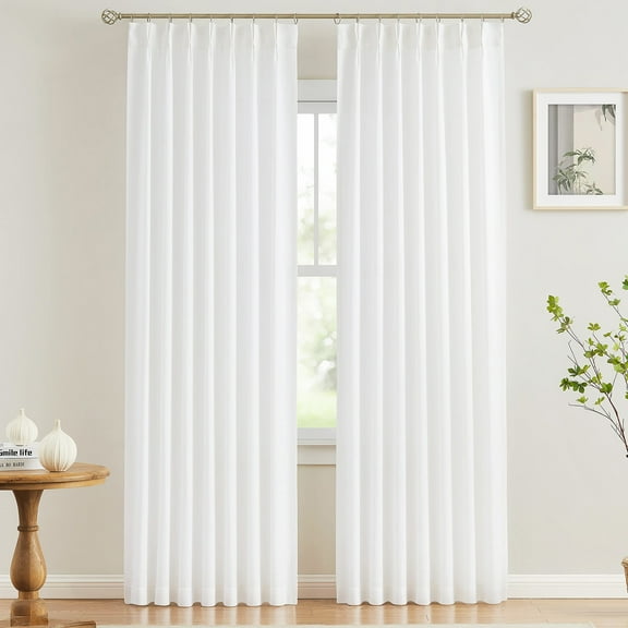 VEVOR Sheer Curtains, 84 inches Long, 2 Panels Set Sheer White Curtains, Each 42" W x 84" L, Dual Rod Pocket Installation, 100% Polyester Window Drapes for Bedroom, Living Room, Balcony, Yard