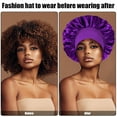 thumbnail image 3 of Silk Bonnet for Sleeping,Hair Wrap Satin Bonnets Shower Cap for Black Women Men, Elastic Wide Band Hair Bonnet Cap for Sleeping Curly Hair, 3 of 6