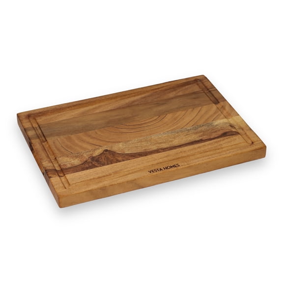 Vesta Homes Wooden Edge Grain Cutting Board/Chopping, Serving Board/Block for Vegetables, Fruits, Cheese and Charcuterie | Natural Acacia Wood | 15 * 10 * 1 Inches | Handcrafted in India