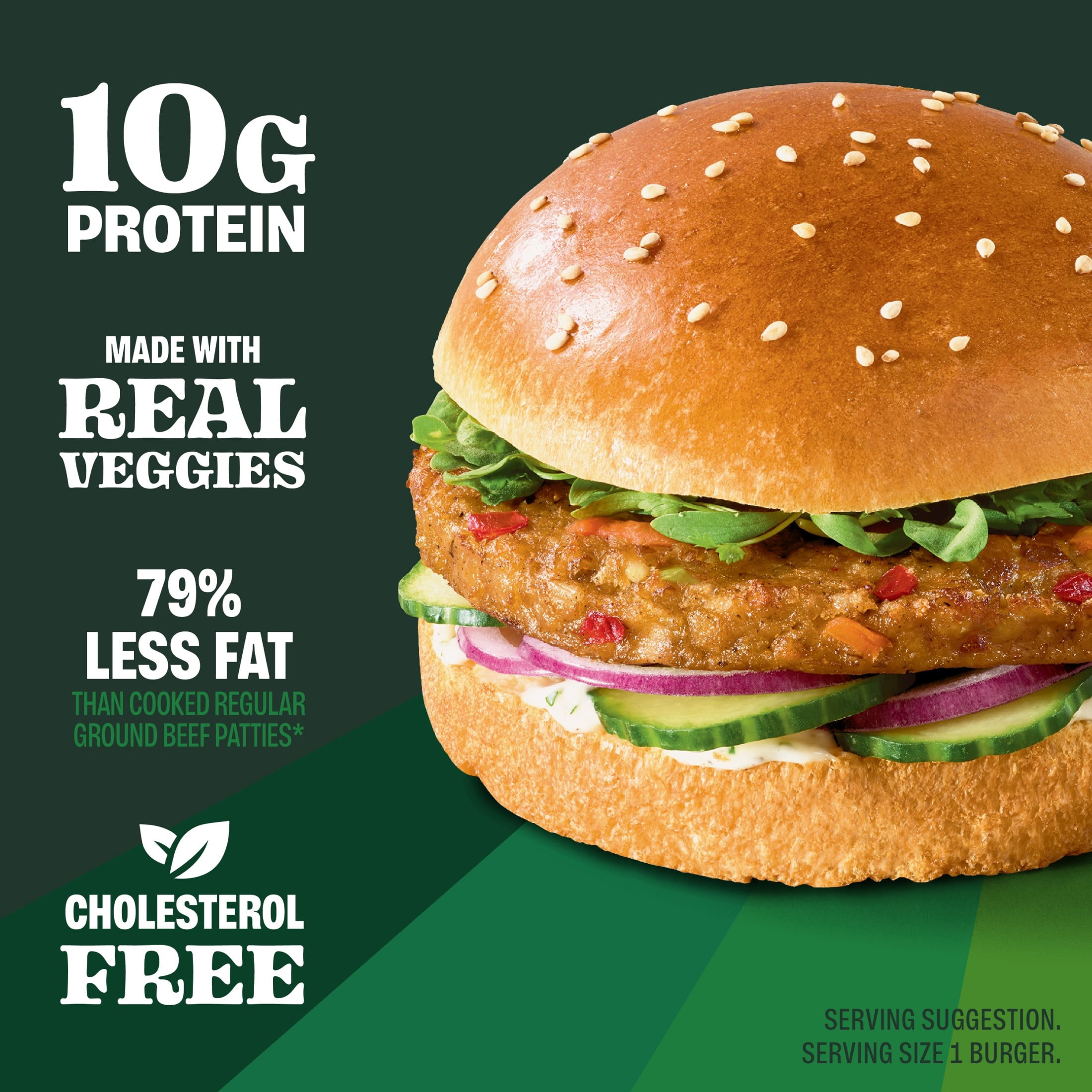 MorningStar Farms Savory Plant Based Garden Veggie Burgers, Vegan, 9.5 oz, 4 Count (Frozen), Regular