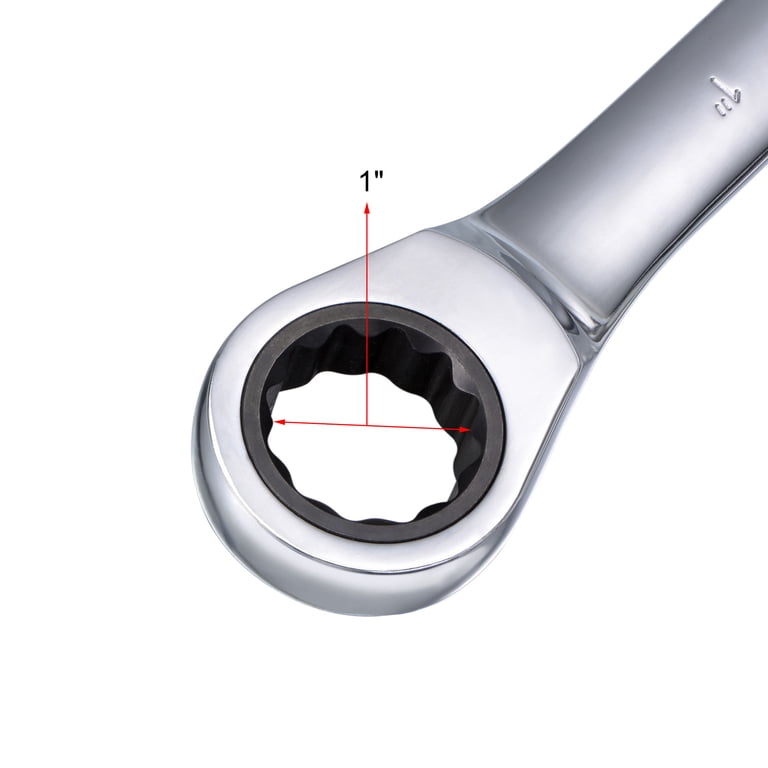 FOCMKEAS 1 Inch Ratcheting Combination Wrench - 72-Tooth 12-Point Box End & 15° Open End, CR-V Steel