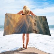 Deer Mountain Sunrise Landscape Microfiber Beach Towel Absorbent Compact Towels for Swimming Pool Beach Travel Things for Vacation Essentials Adult Gift,61.4×30.3Inch