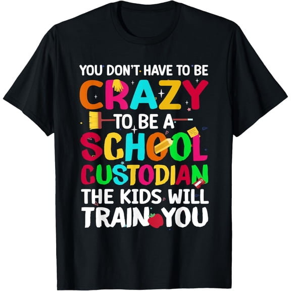 School custodian janitor T-Shirt men and women can wear, black, white, gifts