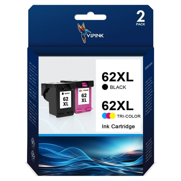 VIPink 62XL Ink Compatible for HP 62XL Ink Cartridge Envy 5745 Ink Cartridges and Envy 5540 5640 5660 7640 7645 Officejet 5740 8040 Series Printer (2 Pack）