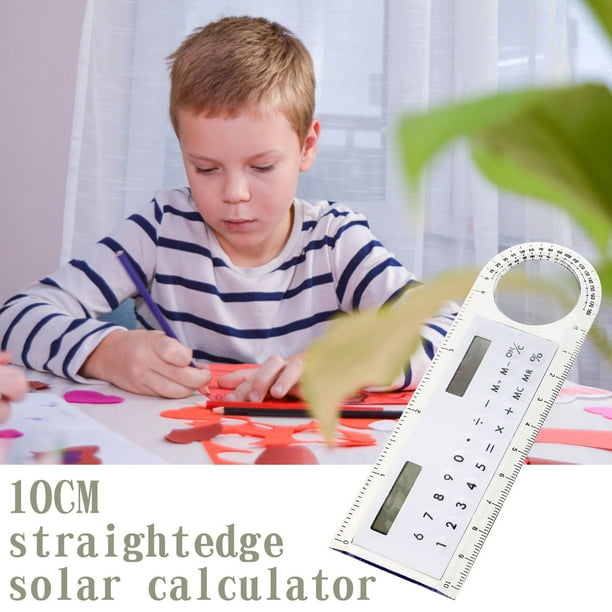 Xihbxyly Calculadora Regla Solar, Diseño Multifuncional 3 En 1, Pantalla Grande, Función de Lupa, Compacta y Portátil, Práctica para Estudiantes, Plástico Ligero, Tamaño 12,7 X 4,3 Cm