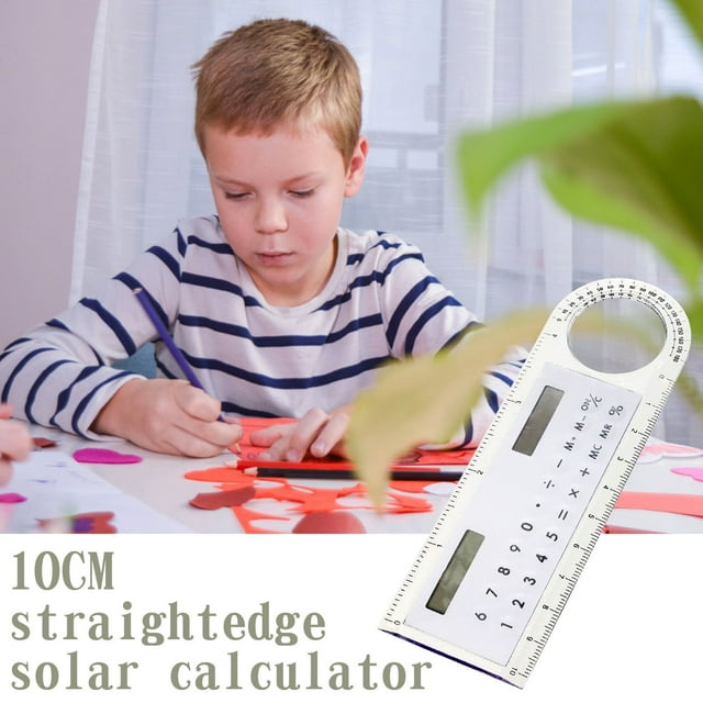 3-in-1 10cm Solar Ruler Calculator Multifunctional Large Display Screen Mini Solar Card Ruler Calculator