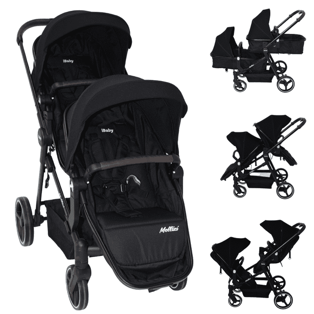Carriola Gemelar Premium Ibaby Mellizi Posiciones Multiples negro
