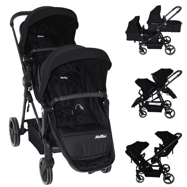 Carriola Gemelar Premium Ibaby Mellizi Posiciones Multiples negro