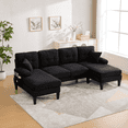 thumbnail image 7 of Villeston U-Shaped Sectional Sofa, 100" Linen Couch, 4 Seat Lounge Sleeper with Double Chaise for Living Room，Black, 7 of 7