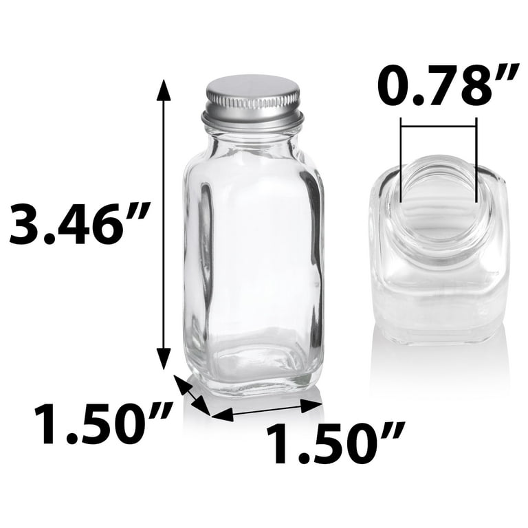 Clear Glass French Square Bottle with Silver Metal Plastisol Lid - 16 oz / 500 ml