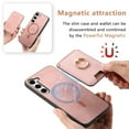 thumbnail image 4 of Classic Back Case for Samsung Galaxy S23, with Removable Magnetic Card Slots Support Car Magnetic Mount with Finger Ring Stand Business Thin Fit Phone Case for Galaxy S23, Pink, 4 of 11
