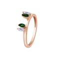 thumbnail image 2 of Marquise Shape Simulated Green Emerald & Cubic Zirconia Enhancer Guard 10k Rose Gold Ring Size - 6.5, 2 of 3
