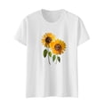 thumbnail image 4 of EQWLJWE Hauts à Col en V pour Femmes Mode Féminine Col Rond Manches Courtes Imprimé Tournesol de Pâques Hauts d'Été pour Femmes 2023, 4 of 7