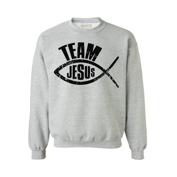 Awkward Styles Team Jesus Unisex Crewneck Fish Crewneck for Him Black Clothes Collection Jesus Crewneck for Women Team Jesus Sweater for Men Christian Gifts for Her Jesus Outfit for Men and Women